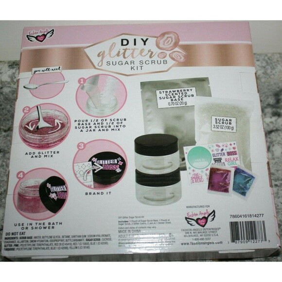 DIY Glitter Sugar Scrub Kit, Strawberry scented, ages 8+ - Picture 3 of 3